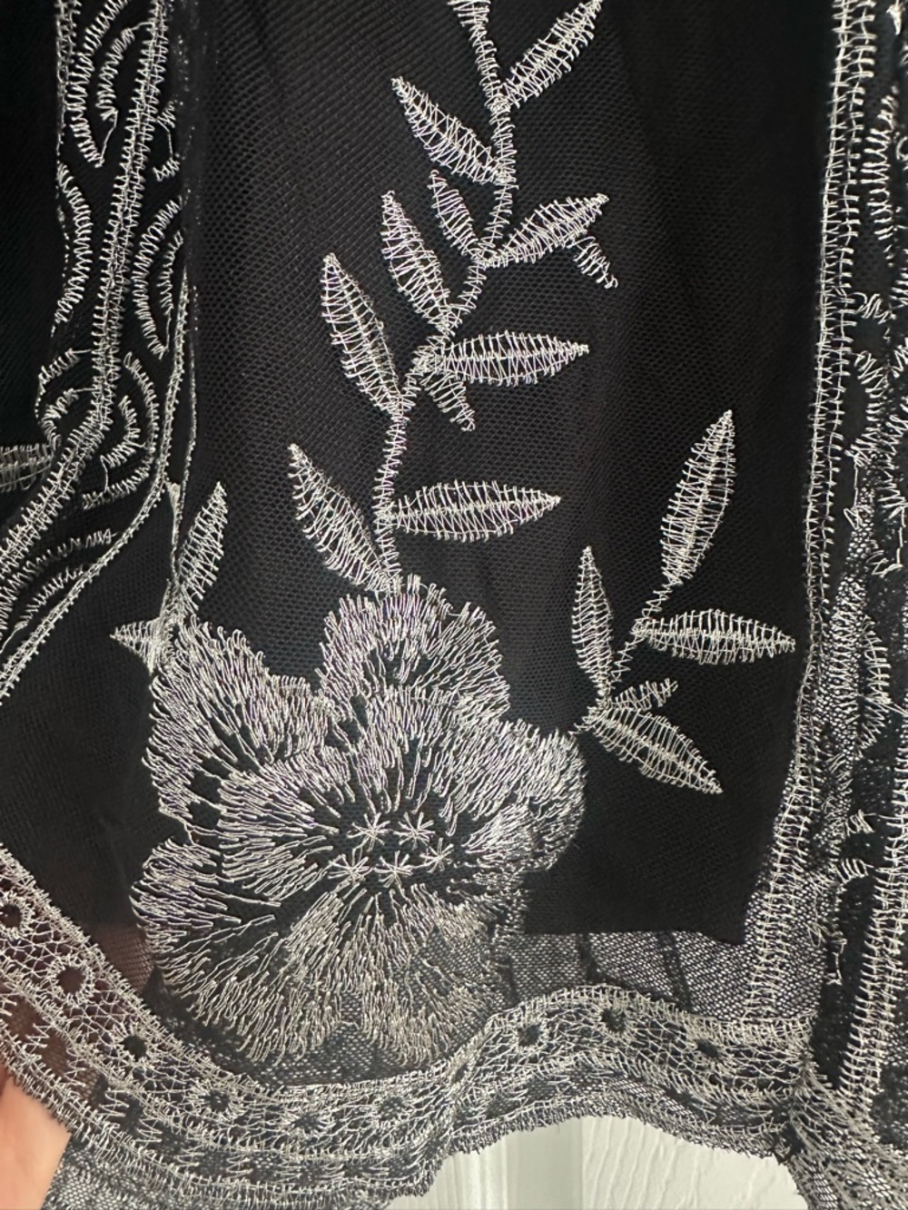 Honey Punch Black Embroidered Mesh Romper, Boho Lace Sheer Size XS - Picture 4 of 4